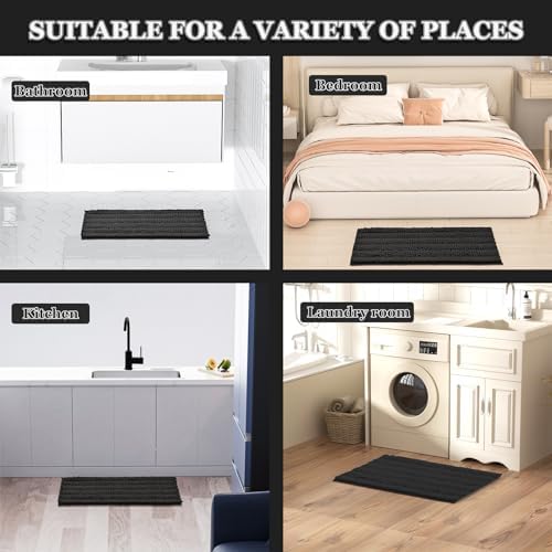Ultra Soft Bath Rug Set 3 Piece Dark Grey