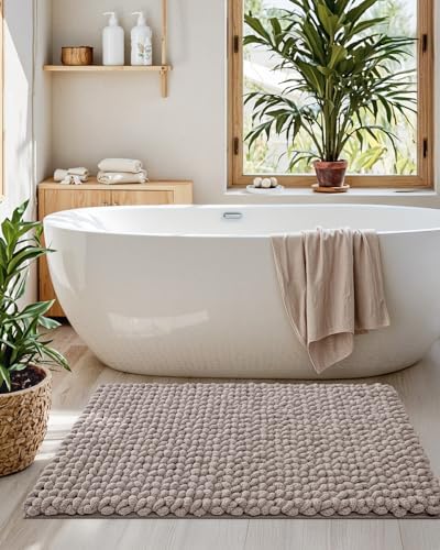 LUMI Luxury Bathroom Rug 17x30 Inch Non-Slip Quick Dry Chenille Mat