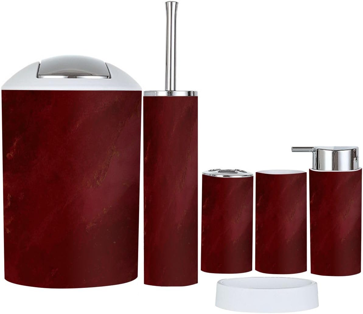 Boho Burgundy Acrylic Bathroom Accessory Set 6 Piece