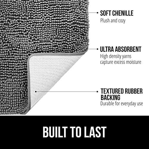 Gorilla Grip Thick Chenille Bath Rug 60x17 Grey