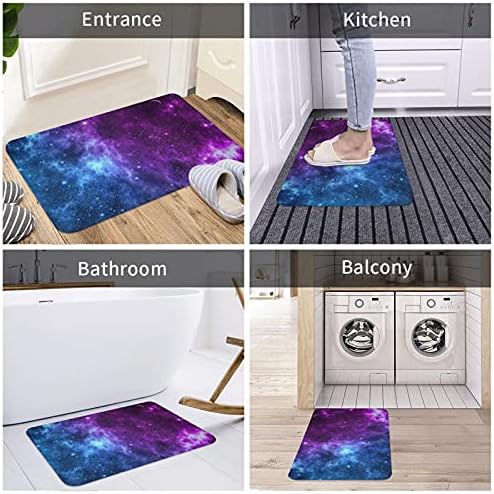 Galaxy Blue Purple Bath Mat with Non-Slip Design