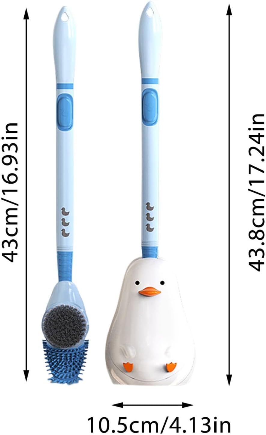 Diving Duck Toilet Brush with Soft Silicone Head and Wall Mount Base
