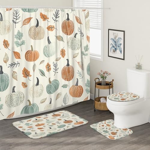 4PCS Fall Kids Pumpkin Bath Accessory Set
