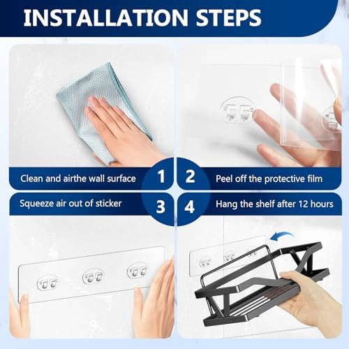 FGSAEOR 4Pack Adhesive Hooks for Shower Caddy