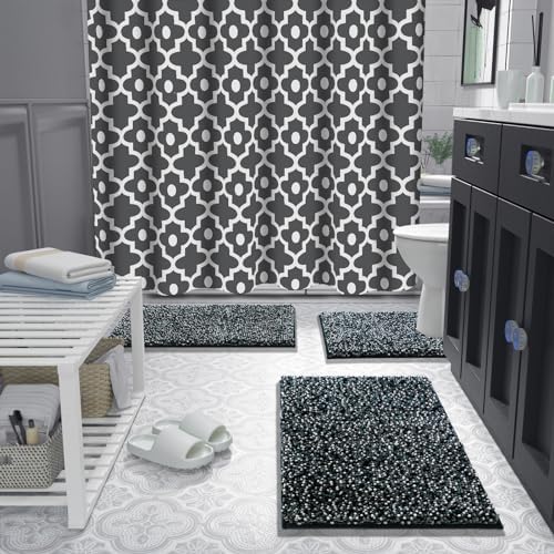 Yimobra Non-Slip Bath Mat 28x175 Plush Chenille Rugs Black Dark Gray