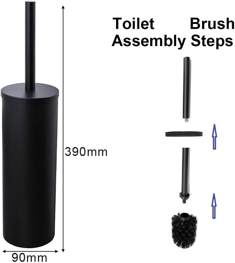 KWQKEM Toilet Brush and Holder Set Matte Black 1