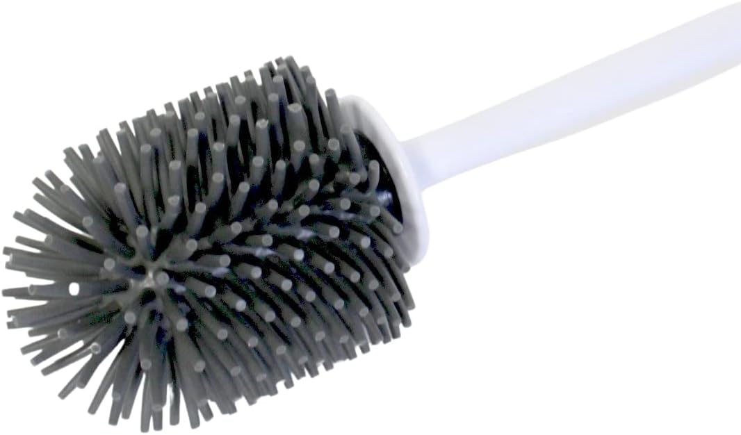 Silicone Toilet Brush with Holder - No-Drill Mount Ventilated Design
