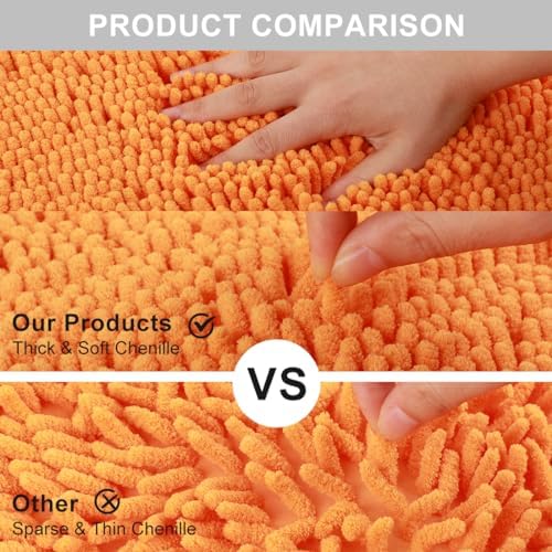Vctops Orange Fall Plush Chenille Bath Rug