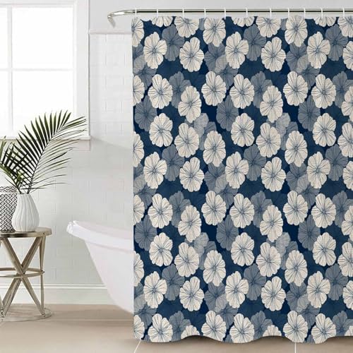 ZOE GARDEN Blue Beige Bathroom Set with Curtain Rug and Accessories