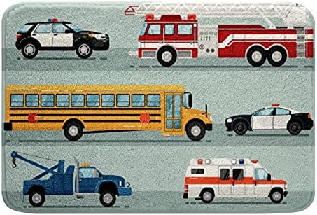 Kids Car Bath Mat Fire Truck Door Mat Non-Slip Bath Rug