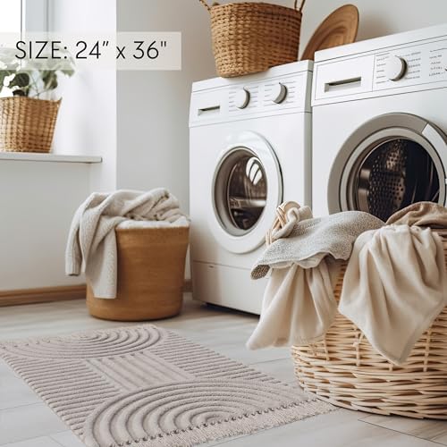 KIBAGA Boho Tassel Rug 24x36 Inch for Bathroom