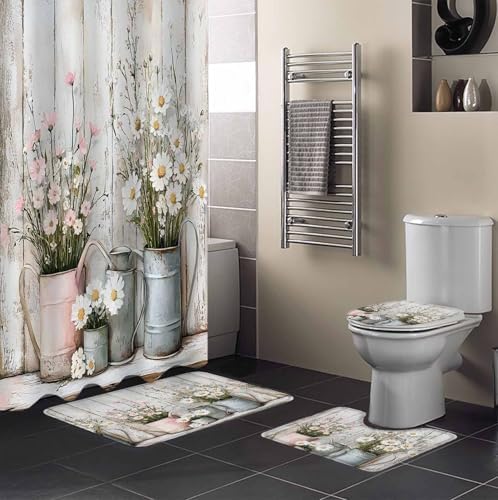 ZOE GARDEN White Pink Floral Bathroom Set