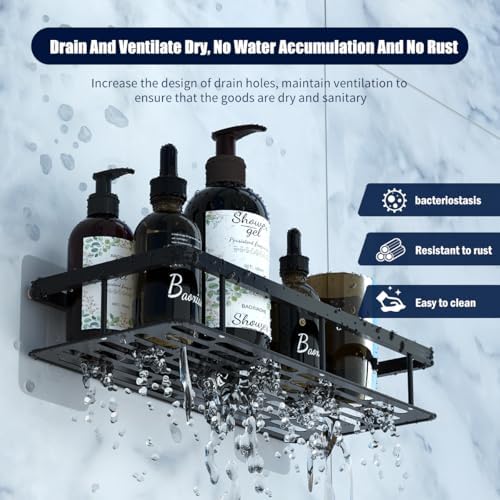 HEmlSkrona No Drilling Shower Organizer 2-Pack Black Rustproof Aluminum