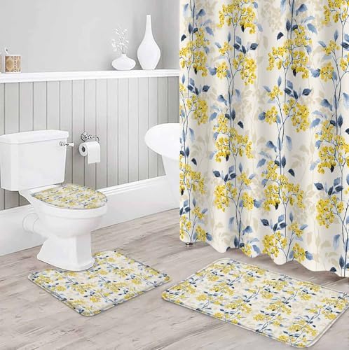 ZOE GARDEN Fruit Yellow Bathroom Set with Rug and Accessories