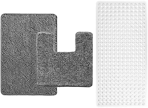 GORILLA GRIP Bath Rug Set with Shower Mat 2 Item Bundle