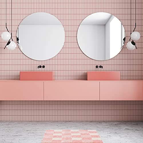 CozeCube Checkered Bath Mat - 24 x 16 Inches Blossom Pink