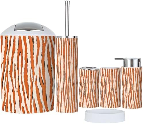 Boho Tiger Skin Bathroom Accessory Set 6 Piece