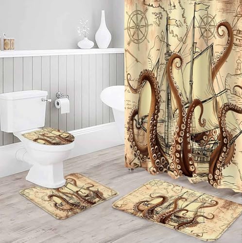 ZOE GARDEN Nautical Boat Bath Set with Curtain Rug and Accessories