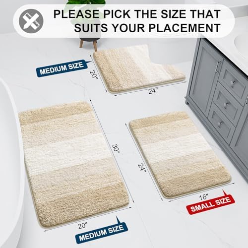 Arotive 3-Piece Bathroom Rugs Set Light Beige