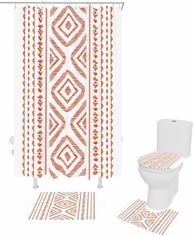 ZOE GARDEN Geometric Orange Bathroom Set
