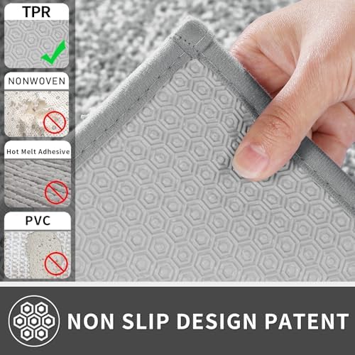 Yimobra Bathroom Rug Mat Soft Non-Slip Water Absorbent Thick 24x17 GreyWhite