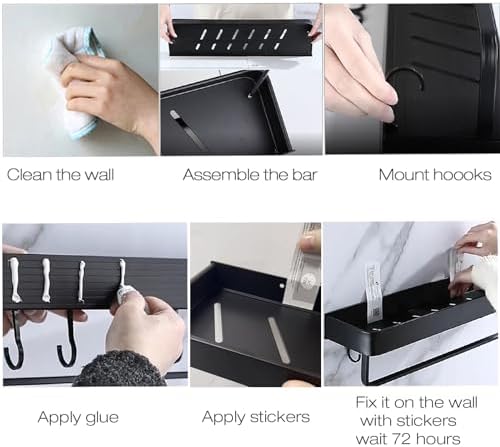 Lancher 2-Pack No Drilling Shower Caddy - Black