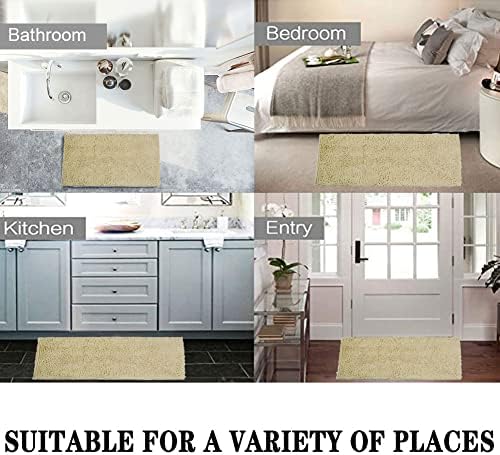 SONORO KATE Plush Bath Rug Non-Slip 3220 Beige