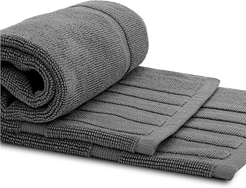 White Classic Luxury Bath Mat Set 2 Pack Dark Gray