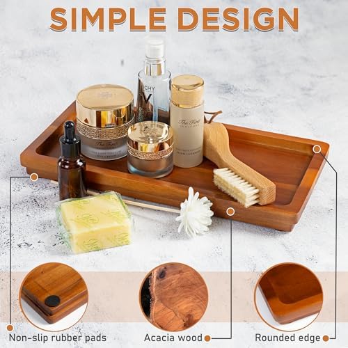 Natural Acacia Wood Vanity Tray - 118 x 59 Inch Elegant Organizer