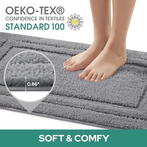 HOMEIDEAS 3-Piece Bath Rug Set Non-Slip Microfiber