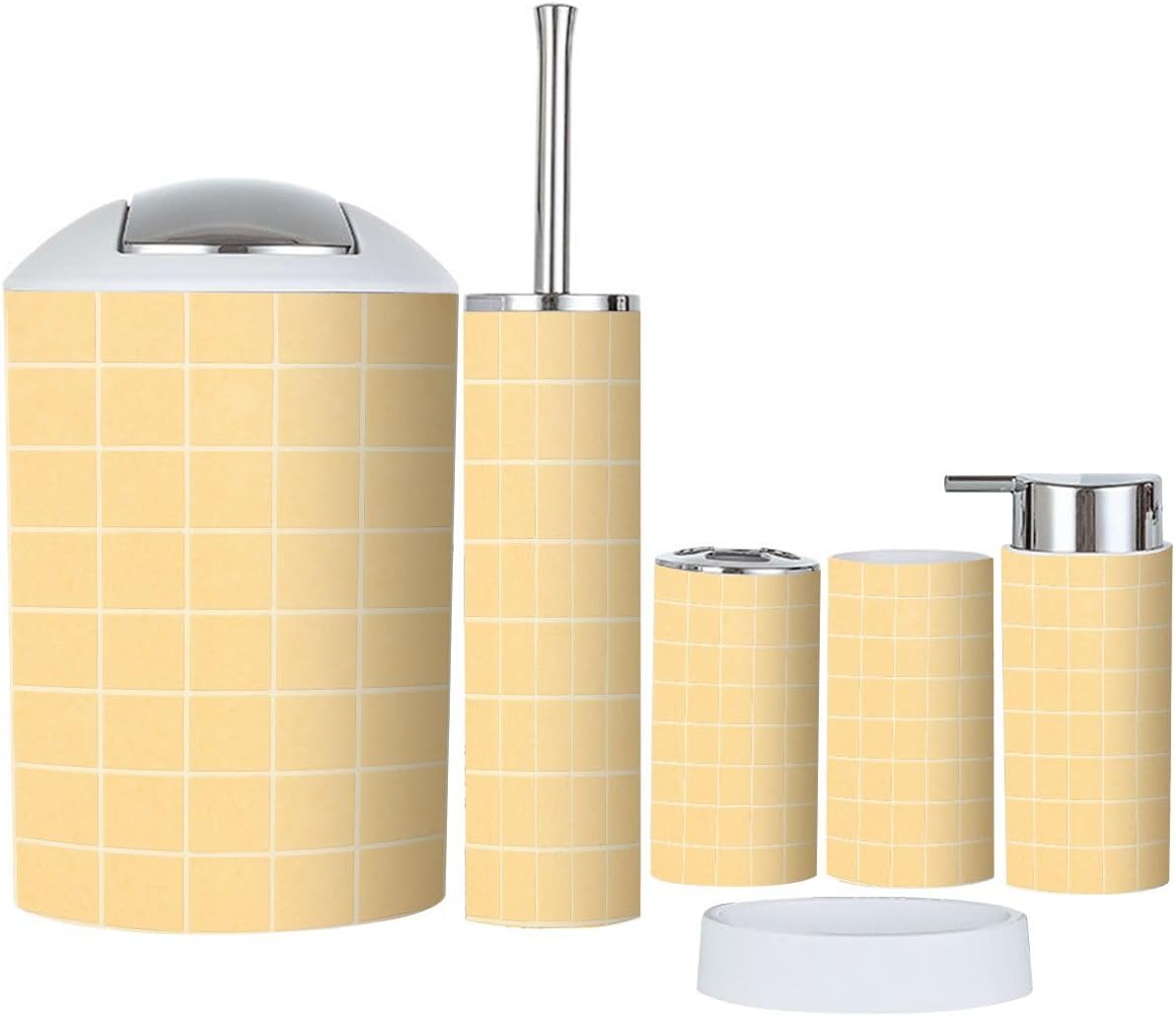 Boho Checkered 6-Piece Bathroom Accessory Set