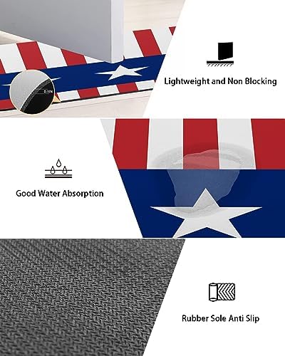 2PCS American Flag Bath Mat Set Non-Slip Diatomite 1