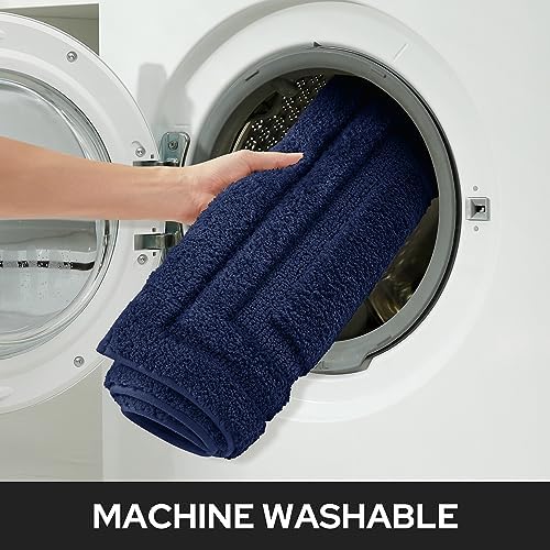 HOMEIDEAS 2-Piece Bath Rug Set Non-Slip Microfiber Mats Navy Blue