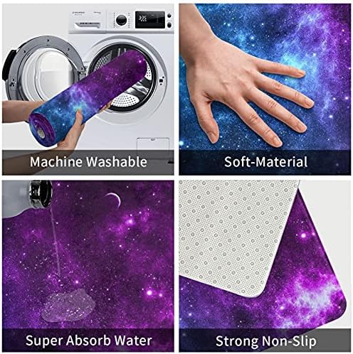 Galaxy Blue Purple Bath Mat with Non-Slip Design