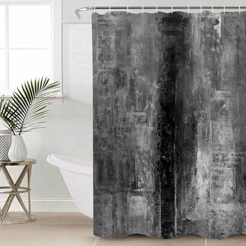 ZOE GARDEN Retro Grey Bathroom Set with Shower Curtain and Rug