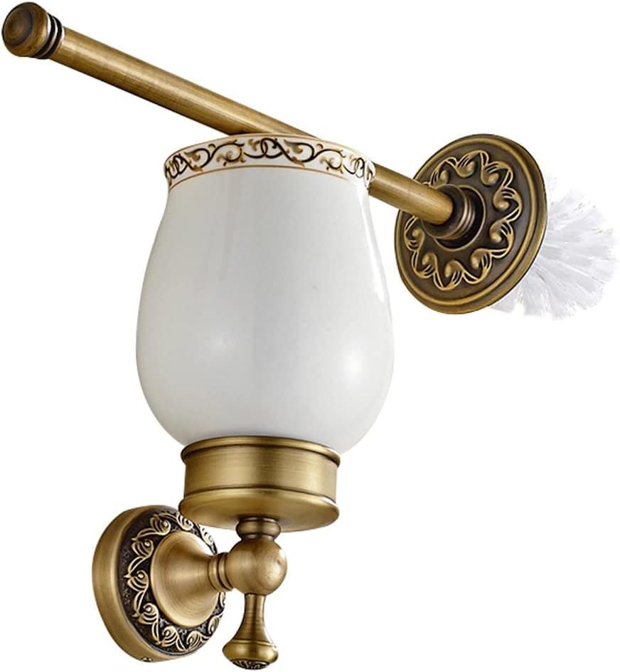 Leyden Antique Brass Toilet Brush Holder with Ceramic Cup 1