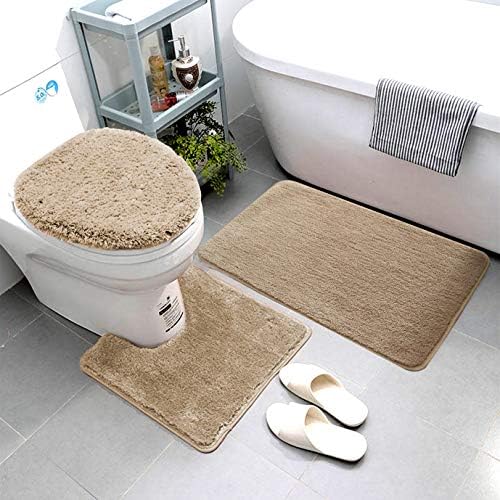 Smart Linen 3 Piece Bathroom Rug Set in Beige