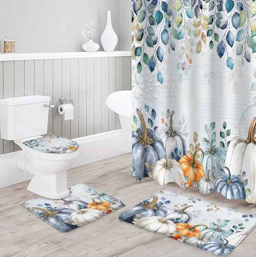 ZOE GARDEN Thanksgiving Bathroom Set with Curtain Rug and Accessories