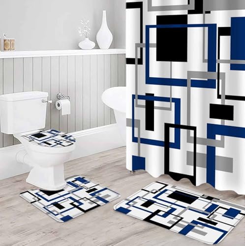 ZOE GARDEN Geometric Blue Bathroom Set