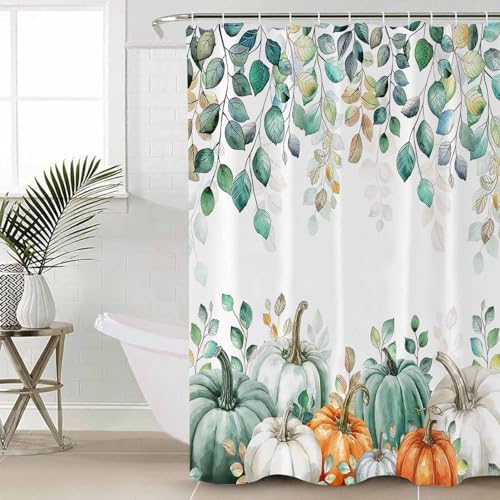 ZOE GARDEN Green Pumpkin Bathroom Set with Shower Curtain Rug and Accessories