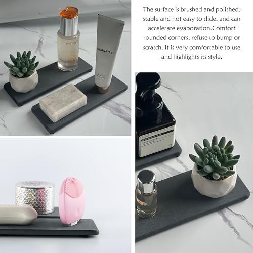 NiuYichee 2Pcs Water Absorbing Stone Trays Dark Gray