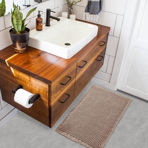 ZALL Tan Waffle Bath Mat - 18x30 Inch Non Slip