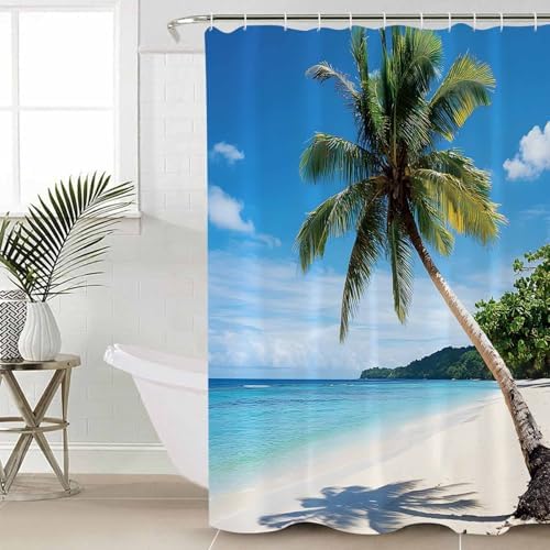 Ocean Beach Bathroom Set with Curtain Rug and Accessories