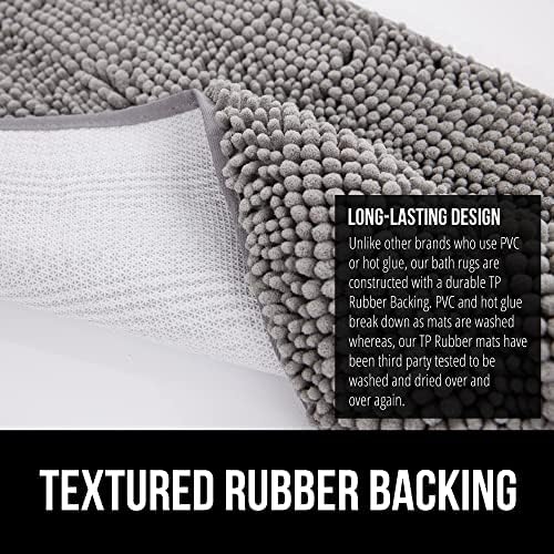 Gorilla Grip Thick Chenille Bath Rug 60x17 Grey
