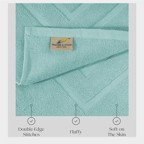 Feather Stitch 2 Piece Bath Mats Sea Foam 30x21 Inch