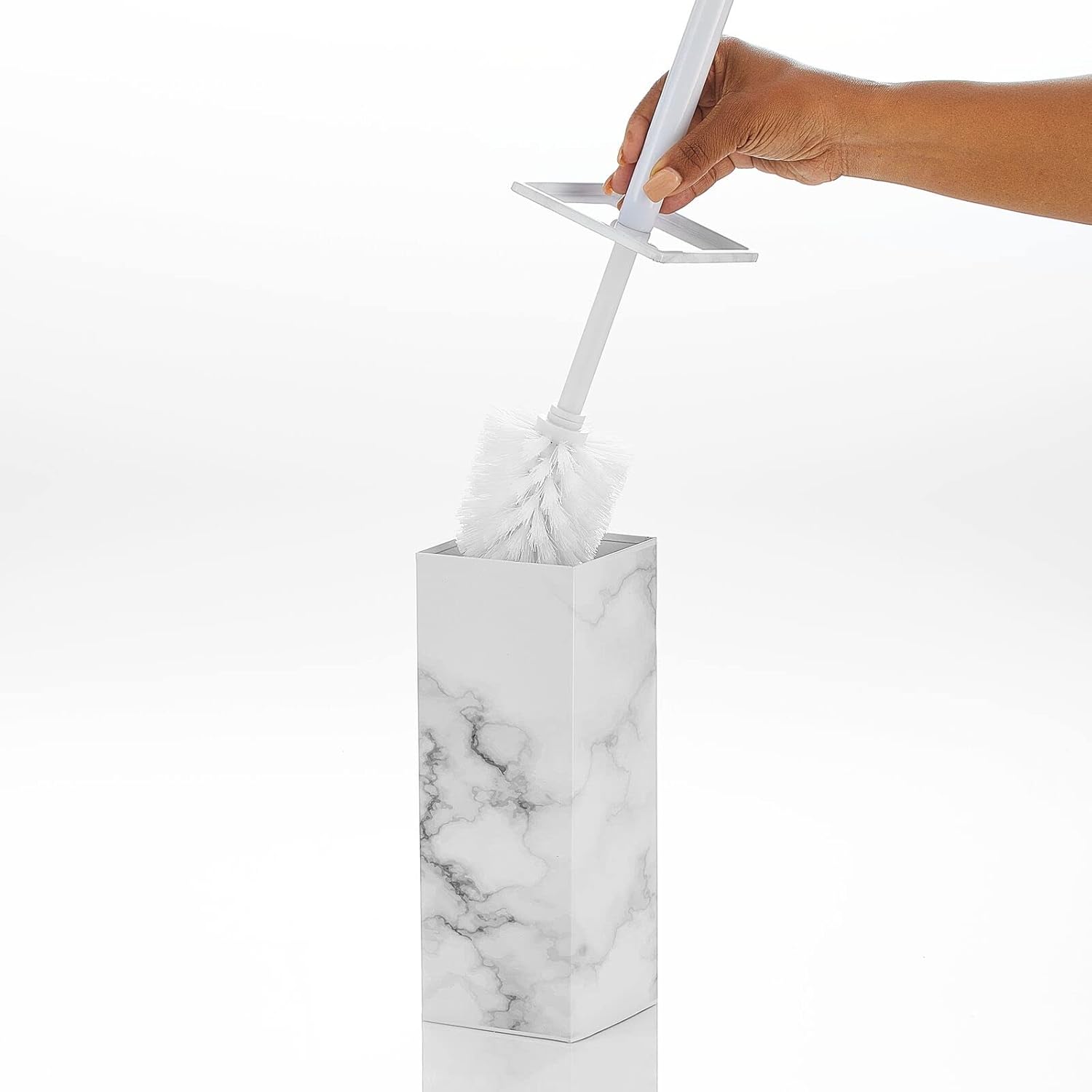 mDesign Steel Square Toilet Brush and Holder 1