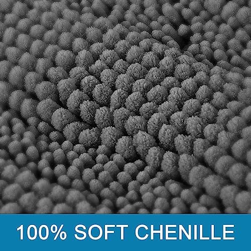HVERSAILTEX Grey Chenille Bathroom Rug Set