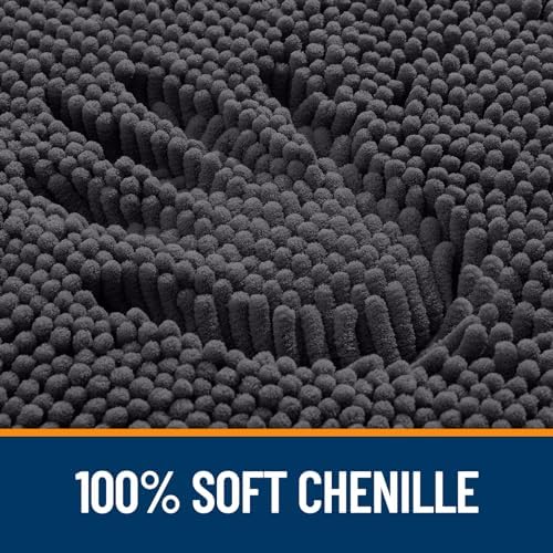 OLANLY Dark Grey 30x20 Chenille Bath Rug 1