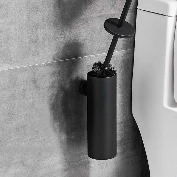 Toilet Brush and Holder with Durable Bristles and Splash-Proof Design