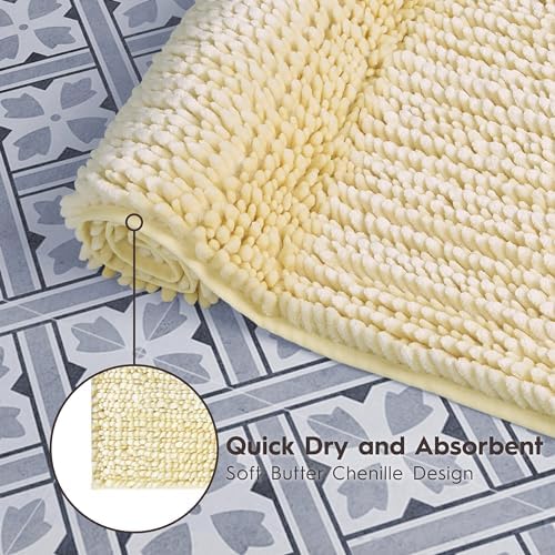 Laura Ashley Butter Chenille Bath Mat Yellow 20x34